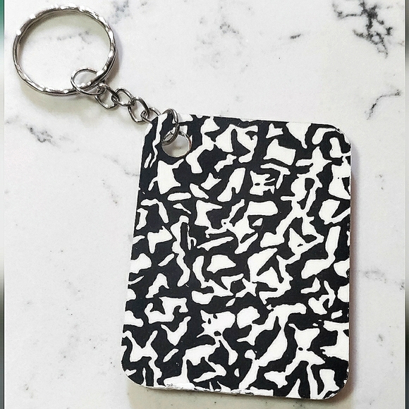 NEW Handmade Keychain Bag Tag! Italian Wood Abstract. "I LOVE My Bag" Wood Heart - Picture 2 of 6